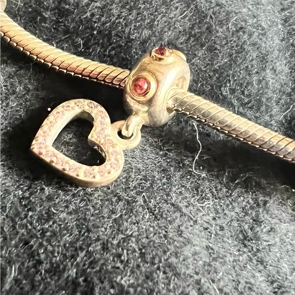 RARE Pandora Sterling Silver & 14K Gold Be My Valentine Dangle - Picture 5 of 5